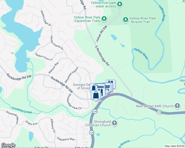 map of restaurants, bars, coffee shops, grocery stores, and more near 7601 Watson Kaye in Stone Mountain
