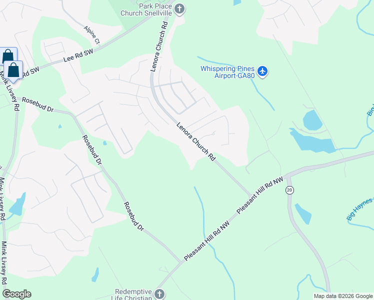 map of restaurants, bars, coffee shops, grocery stores, and more near 4802 Lenora Church Road in Snellville