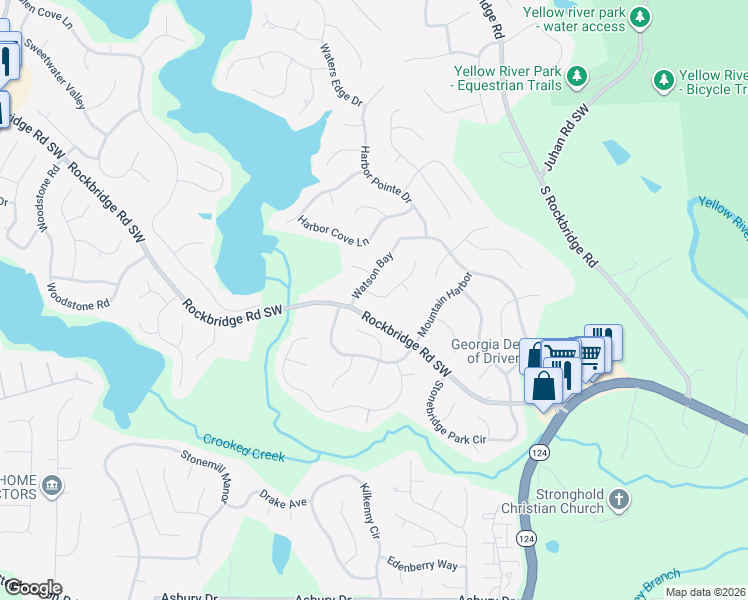 map of restaurants, bars, coffee shops, grocery stores, and more near 7441 Crescent Bend Cove in Stone Mountain