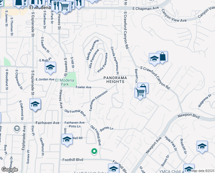 map of restaurants, bars, coffee shops, grocery stores, and more near 19151 Fowler Avenue in Santa Ana