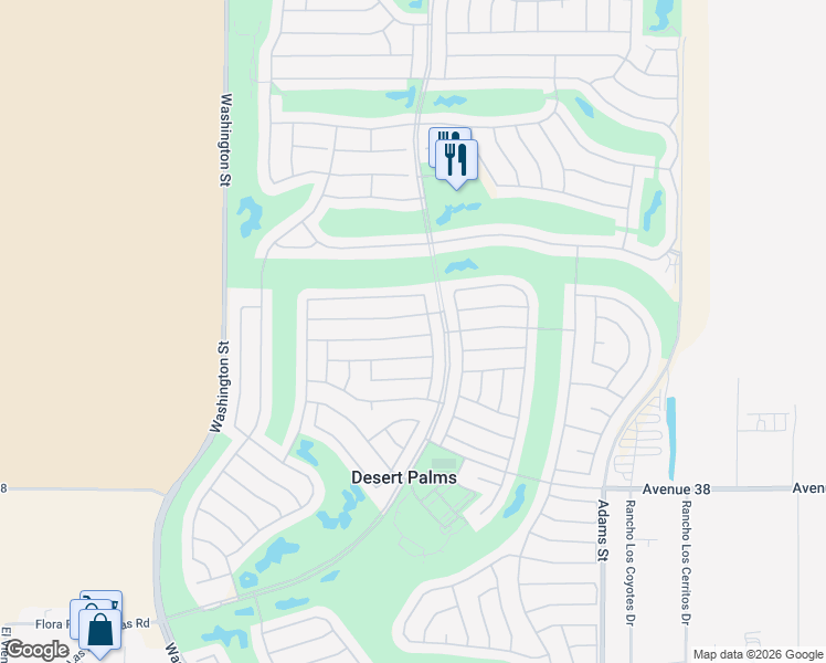 map of restaurants, bars, coffee shops, grocery stores, and more near 78428 Desert Willow Drive in Palm Desert