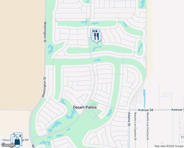 map of restaurants, bars, coffee shops, grocery stores, and more near 37290 Springdale Avenue in Palm Desert