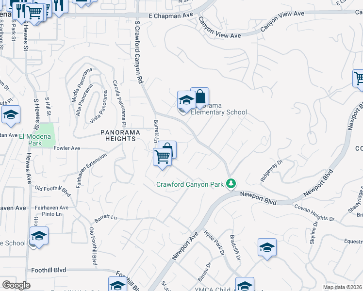 map of restaurants, bars, coffee shops, grocery stores, and more near 12685 Hinton Way in Santa Ana