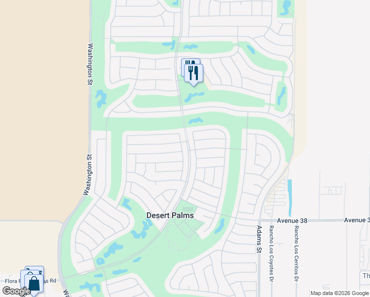 map of restaurants, bars, coffee shops, grocery stores, and more near 37290 Springdale Avenue in Palm Desert