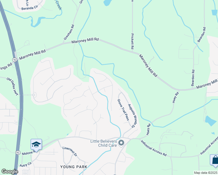 map of restaurants, bars, coffee shops, grocery stores, and more near 6295 Hampstead Lane in Douglasville