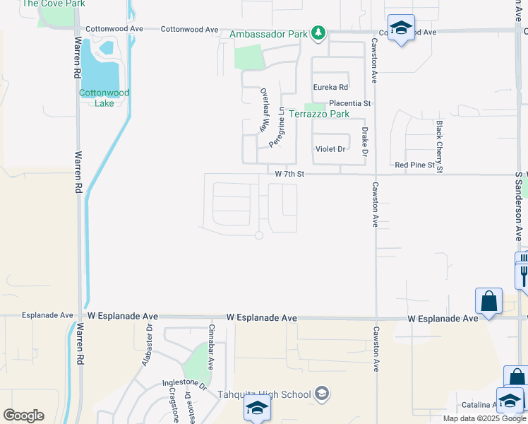 map of restaurants, bars, coffee shops, grocery stores, and more near 822 Highlands Drive in San Jacinto