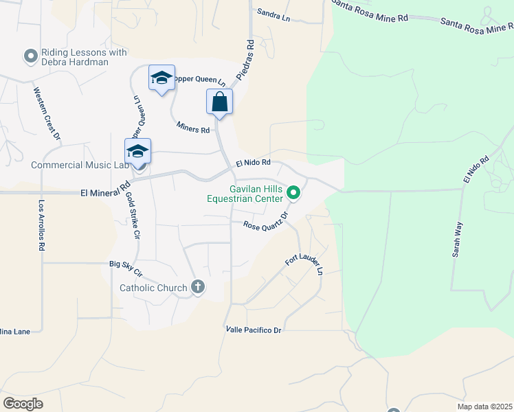 map of restaurants, bars, coffee shops, grocery stores, and more near 17897 Pony Butte Court in Perris