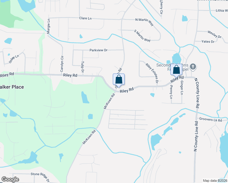 map of restaurants, bars, coffee shops, grocery stores, and more near 4275 Riley Road in Lithia Springs