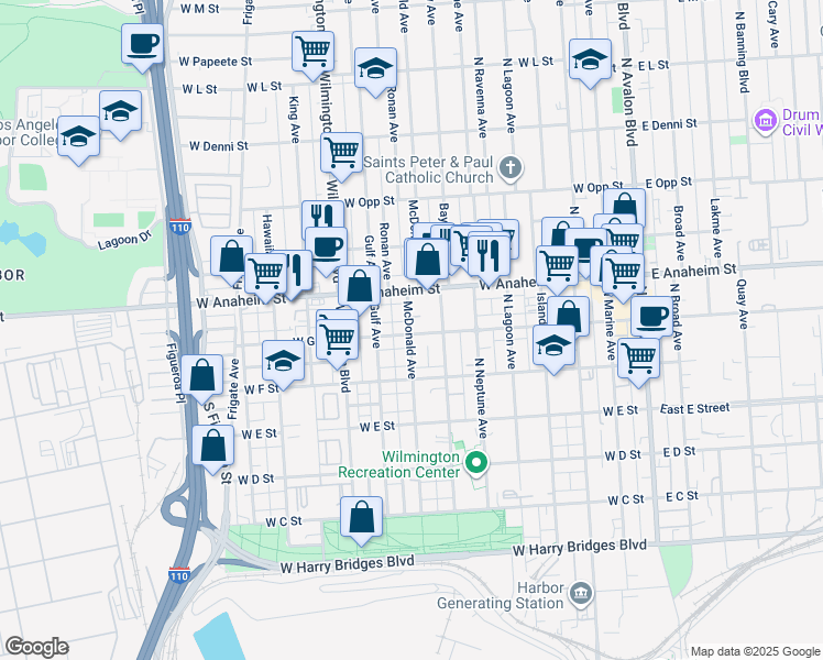 map of restaurants, bars, coffee shops, grocery stores, and more near 713 McDonald Avenue in Los Angeles