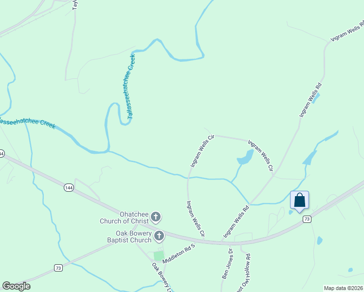 map of restaurants, bars, coffee shops, grocery stores, and more near 541 Ingram Wells Circle in Ohatchee