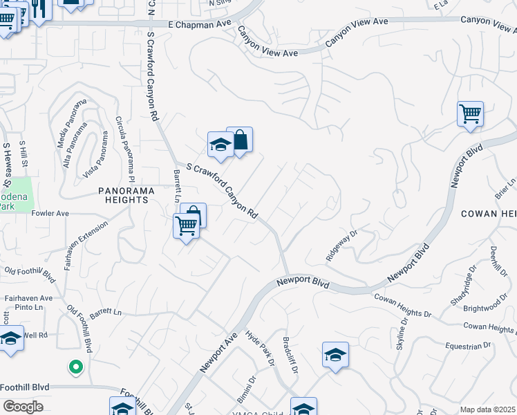 map of restaurants, bars, coffee shops, grocery stores, and more near 10662 South Crawford Canyon Road in Santa Ana