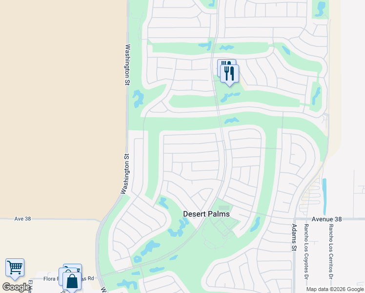 map of restaurants, bars, coffee shops, grocery stores, and more near 78289 Yucca Blossom Drive in Palm Desert