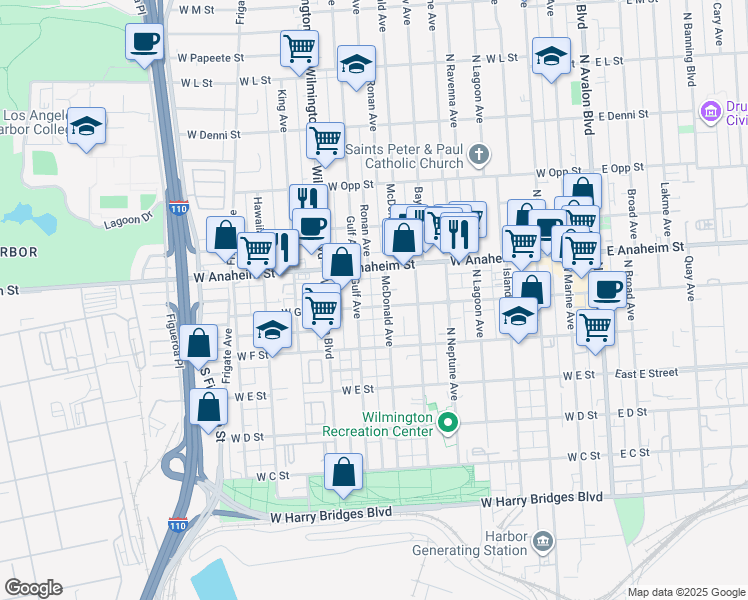 map of restaurants, bars, coffee shops, grocery stores, and more near 713 McDonald Avenue in Los Angeles