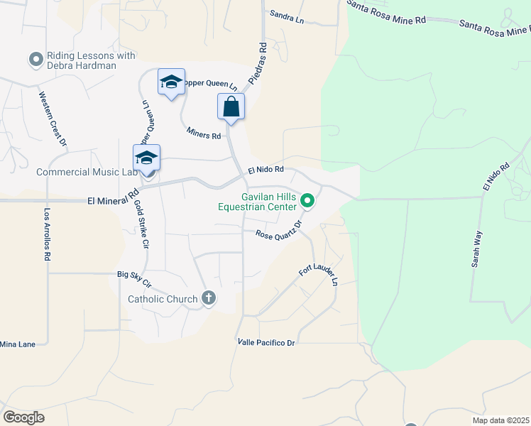 map of restaurants, bars, coffee shops, grocery stores, and more near 17897 Pony Butte Court in Perris