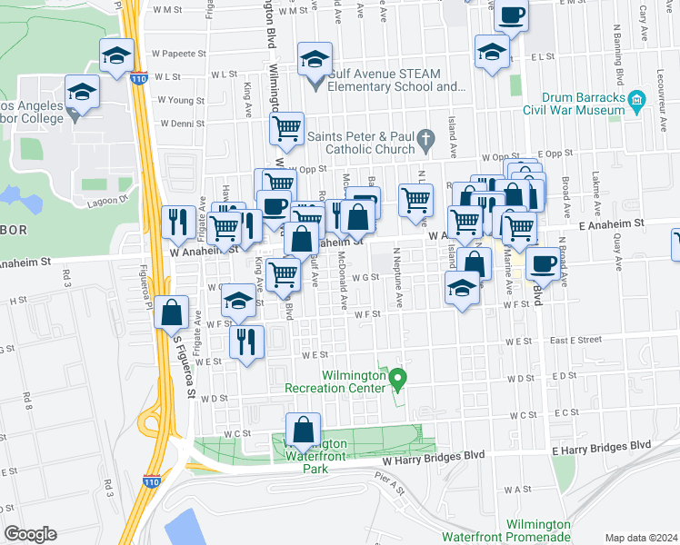 map of restaurants, bars, coffee shops, grocery stores, and more near 705 McDonald Avenue in Los Angeles