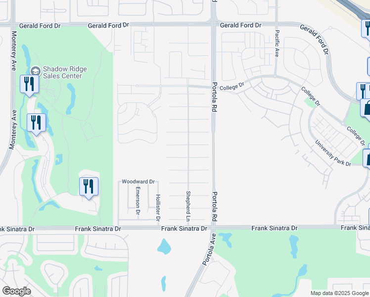 map of restaurants, bars, coffee shops, grocery stores, and more near 74091 Kingston Court East in Palm Desert