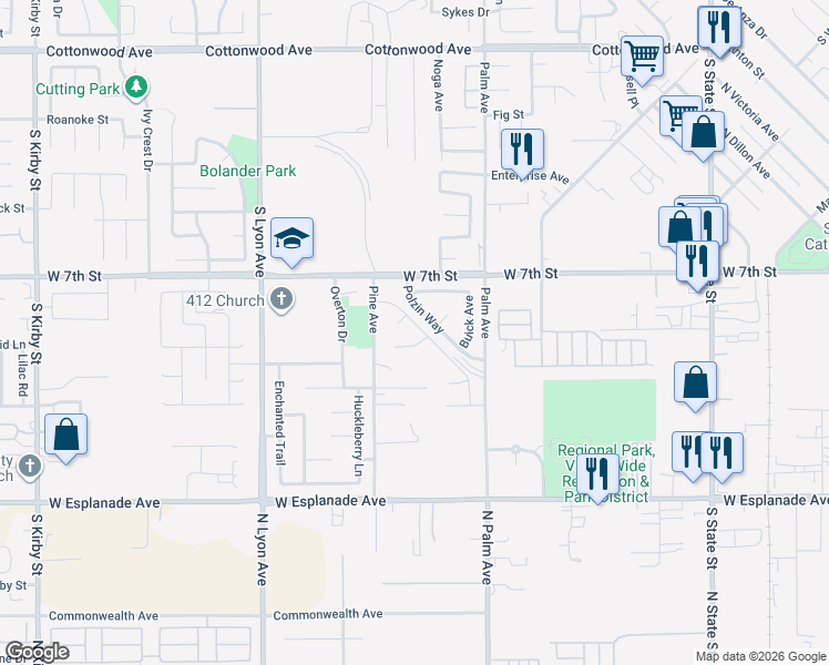 map of restaurants, bars, coffee shops, grocery stores, and more near 826 Avenida Del Rio in San Jacinto