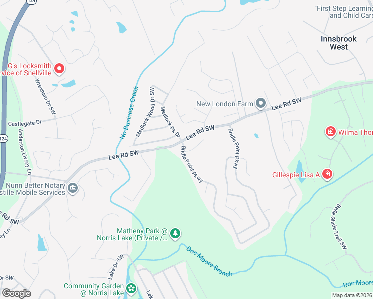 map of restaurants, bars, coffee shops, grocery stores, and more near 4147 Caspian Trace in Snellville