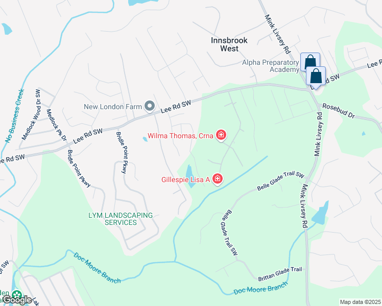 map of restaurants, bars, coffee shops, grocery stores, and more near Valley Bluff Lane in Snellville