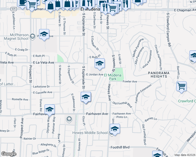 map of restaurants, bars, coffee shops, grocery stores, and more near 634 South Schug Street in Orange
