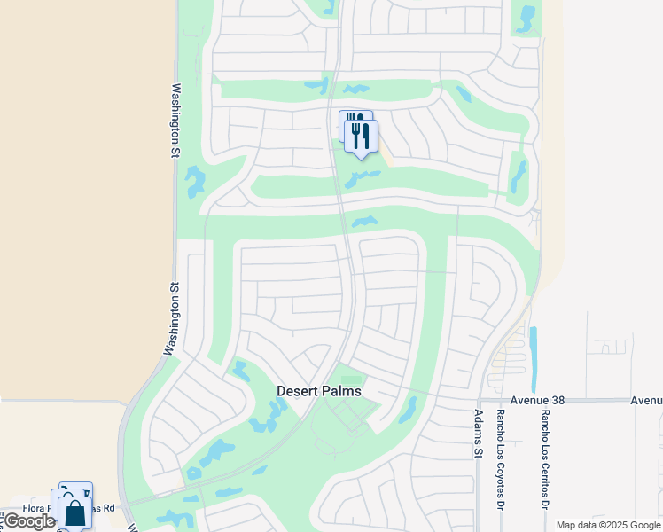 map of restaurants, bars, coffee shops, grocery stores, and more near 78449 Yucca Blossom Drive in Palm Desert
