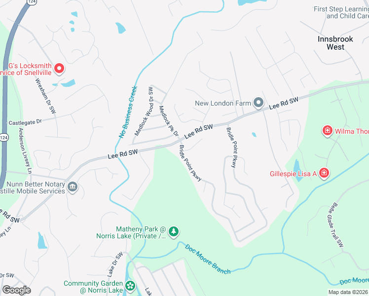 map of restaurants, bars, coffee shops, grocery stores, and more near 4147 Caspian Trace in Snellville