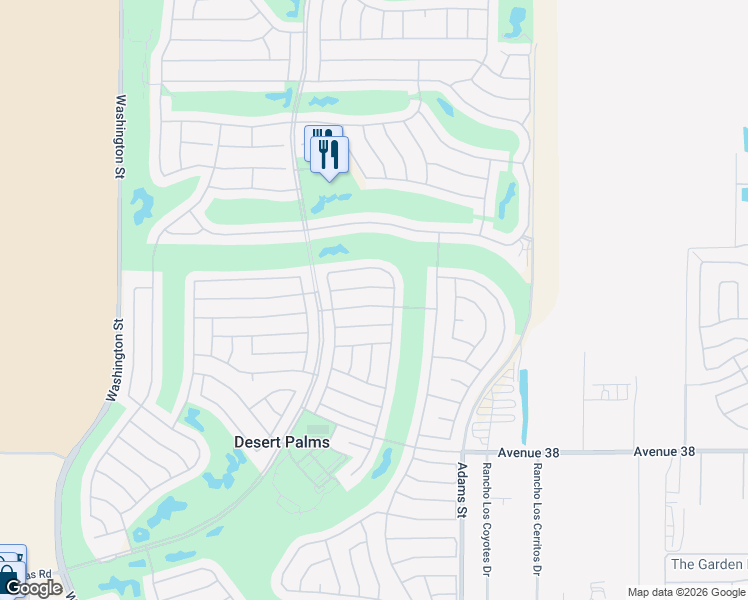 map of restaurants, bars, coffee shops, grocery stores, and more near 78599 Crystal Falls Road in Palm Desert