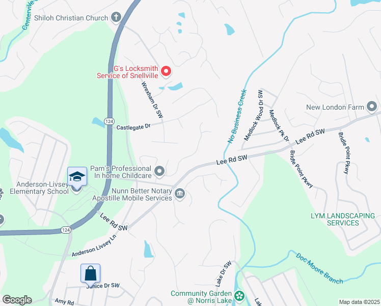 map of restaurants, bars, coffee shops, grocery stores, and more near 4245 Round Stone Drive in Snellville
