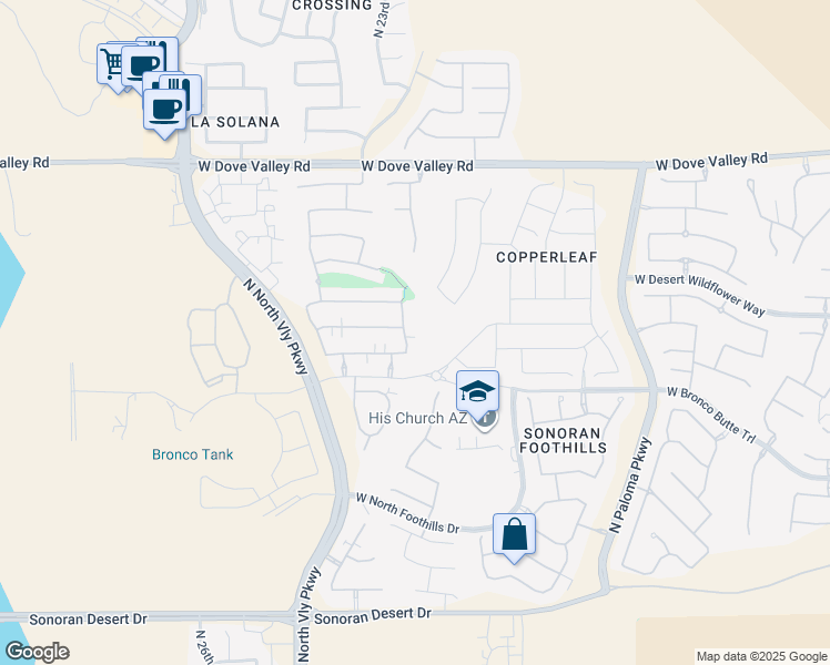 map of restaurants, bars, coffee shops, grocery stores, and more near 32401 North 23rd Avenue in Phoenix