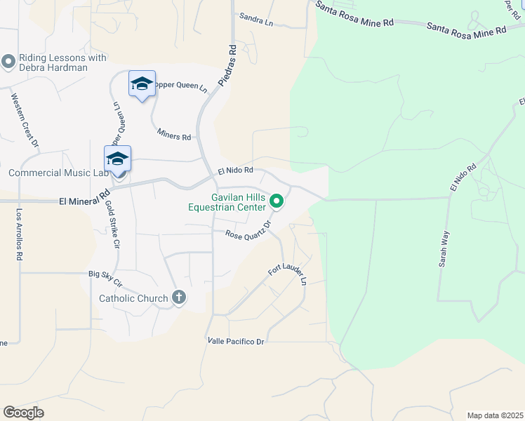 map of restaurants, bars, coffee shops, grocery stores, and more near 23551 Rose Quartz Drive in Perris