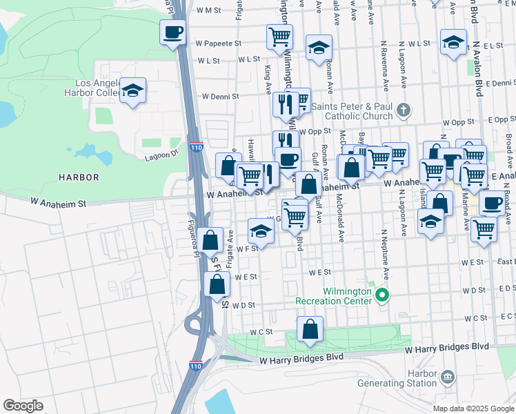 map of restaurants, bars, coffee shops, grocery stores, and more near 718 Hawaiian Avenue in Los Angeles
