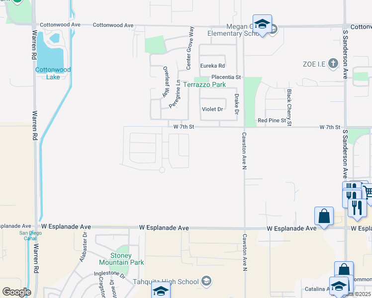 map of restaurants, bars, coffee shops, grocery stores, and more near 790 Longhorn Drive in San Jacinto