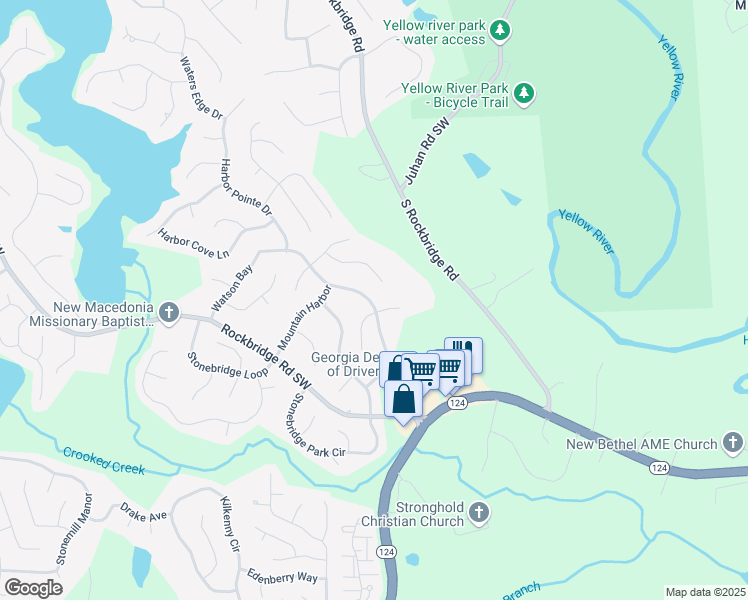 map of restaurants, bars, coffee shops, grocery stores, and more near 590 Watson Bay in Stone Mountain