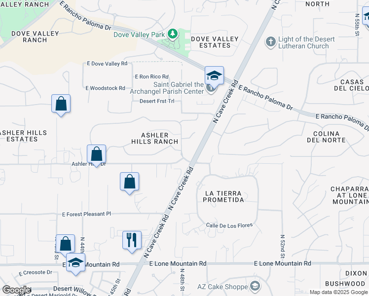 map of restaurants, bars, coffee shops, grocery stores, and more near 32233 North 48th Street in Cave Creek