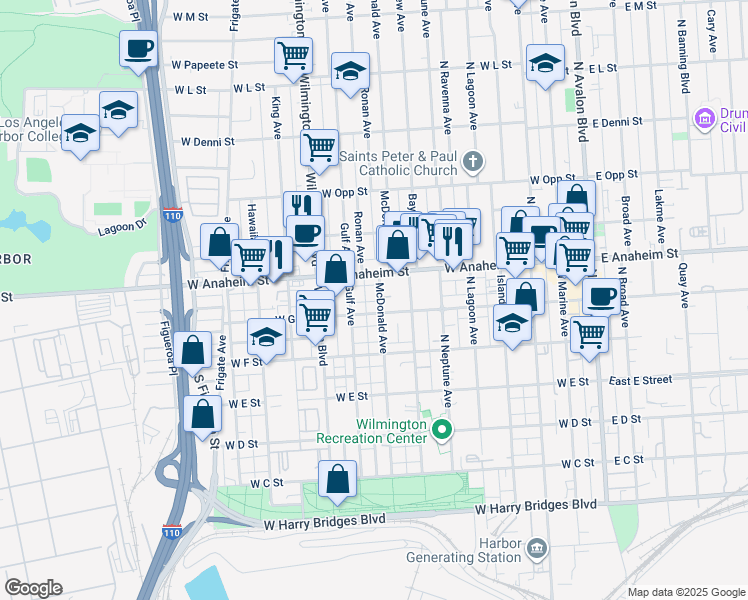map of restaurants, bars, coffee shops, grocery stores, and more near 713 McDonald Avenue in Los Angeles