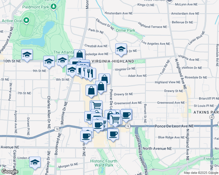 874 Ponce De Leon Place Northeast, Atlanta GA Walk Score