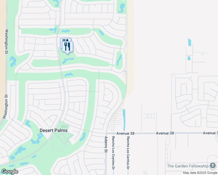map of restaurants, bars, coffee shops, grocery stores, and more near 37248 Wyndam Road in Palm Desert