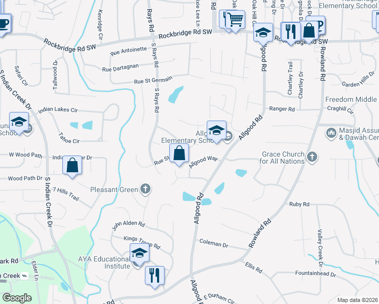 map of restaurants, bars, coffee shops, grocery stores, and more near 4279 Rue Saint Michel in Stone Mountain