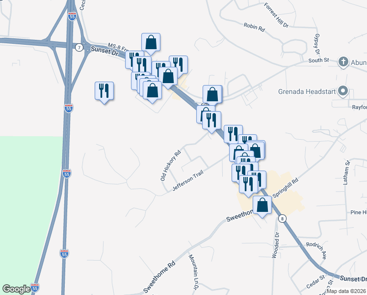 map of restaurants, bars, coffee shops, grocery stores, and more near 298 Haley Dr in Grenada
