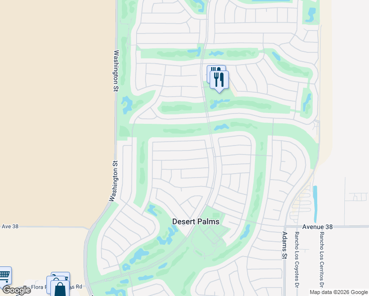 map of restaurants, bars, coffee shops, grocery stores, and more near 78352 Yucca Blossom Drive in Palm Desert