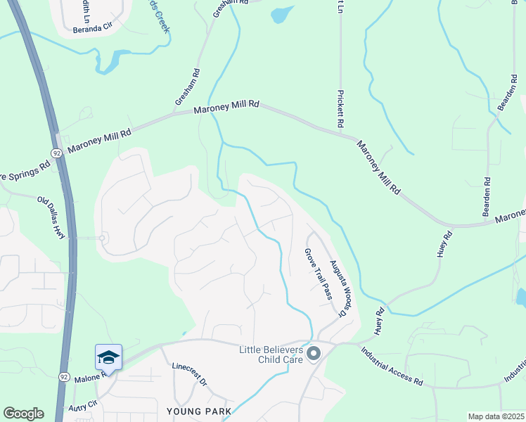 map of restaurants, bars, coffee shops, grocery stores, and more near 7309 Battle Point in Douglasville