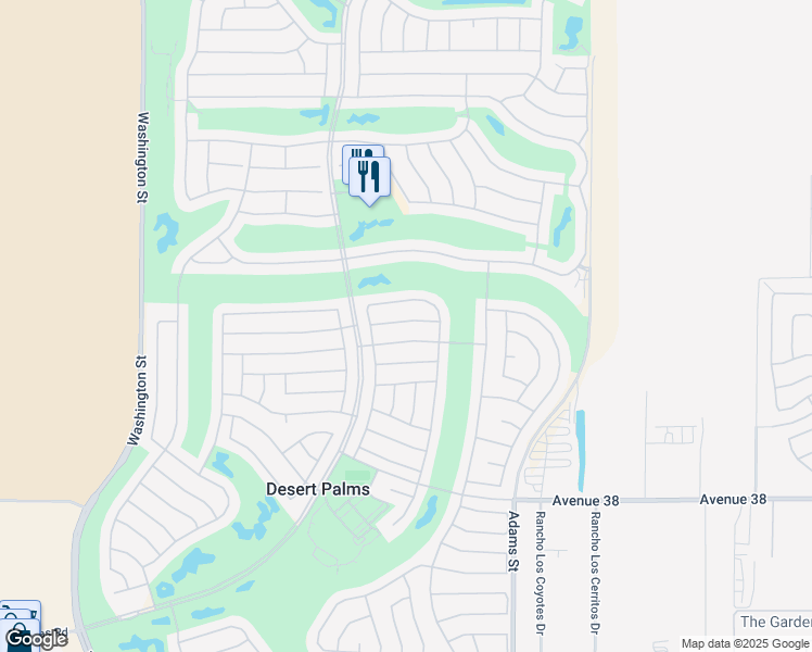 map of restaurants, bars, coffee shops, grocery stores, and more near 78599 Crystal Falls Road in Palm Desert