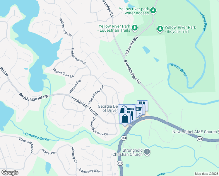 map of restaurants, bars, coffee shops, grocery stores, and more near 567 Watson Bay in Stone Mountain