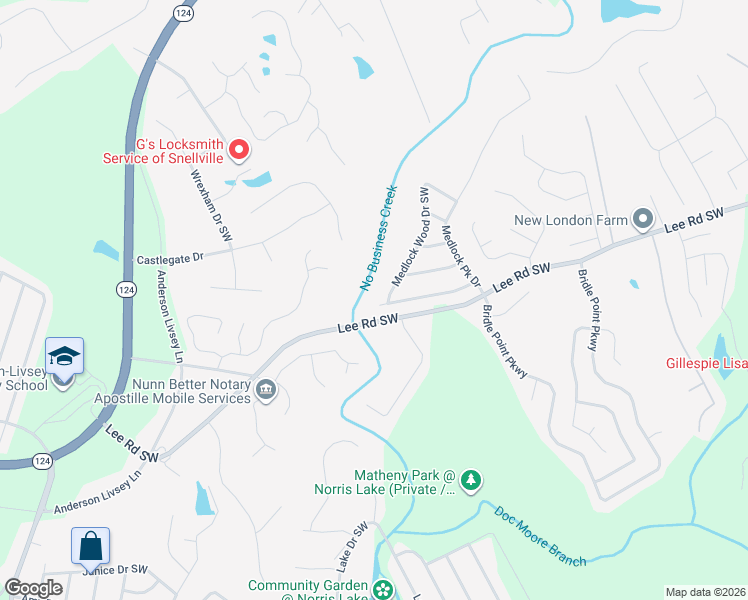 map of restaurants, bars, coffee shops, grocery stores, and more near 4269 Medlock River Court in Snellville