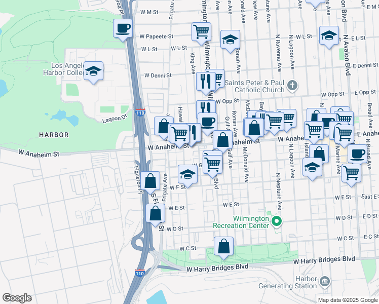 map of restaurants, bars, coffee shops, grocery stores, and more near 718 Hawaiian Avenue in Los Angeles