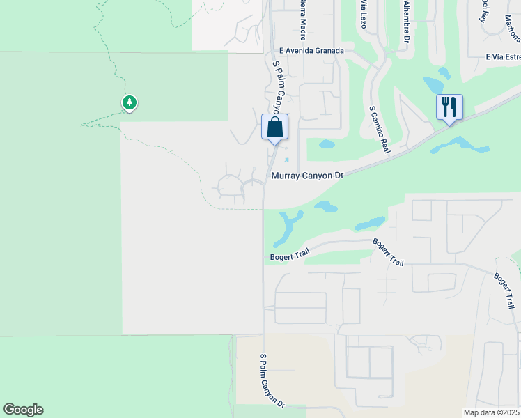 map of restaurants, bars, coffee shops, grocery stores, and more near South Palm Canyon Drive in Palm Springs