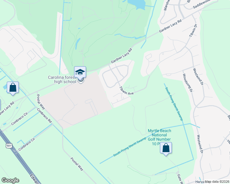 map of restaurants, bars, coffee shops, grocery stores, and more near 5030 Belleglen Court in Myrtle Beach