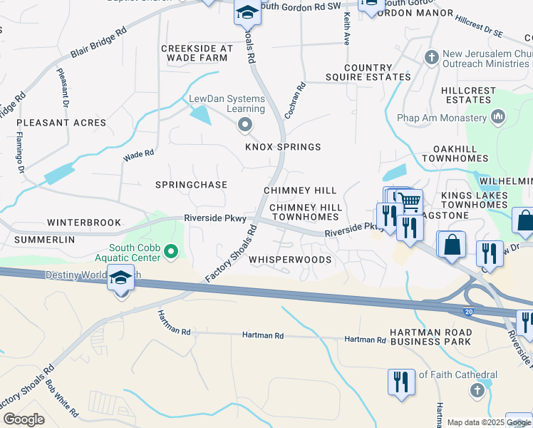 map of restaurants, bars, coffee shops, grocery stores, and more near in Austell