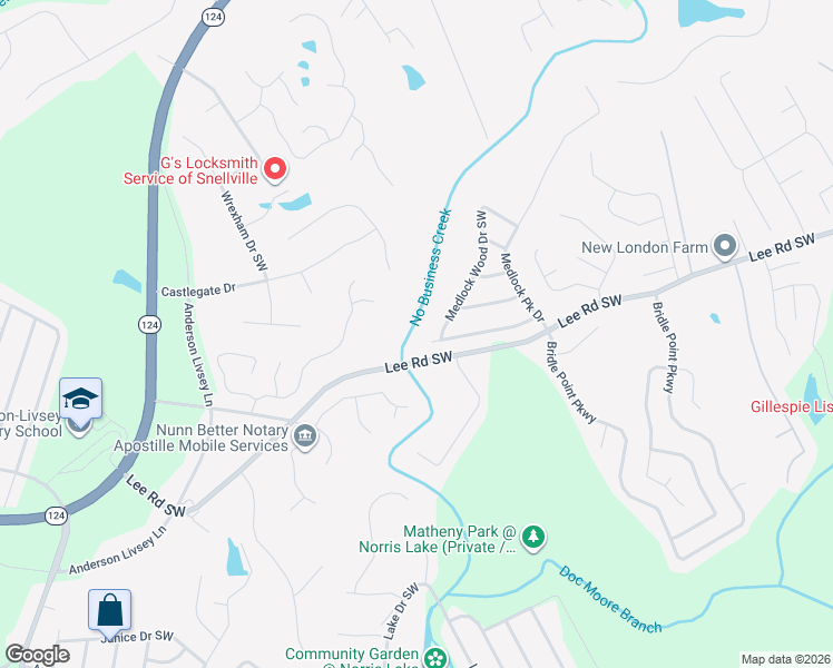 map of restaurants, bars, coffee shops, grocery stores, and more near 4269 Medlock River Court in Snellville