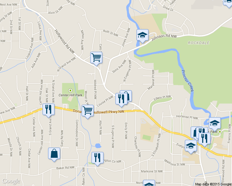 map of restaurants, bars, coffee shops, grocery stores, and more near 867 Hollywood Rd NW in Atlanta